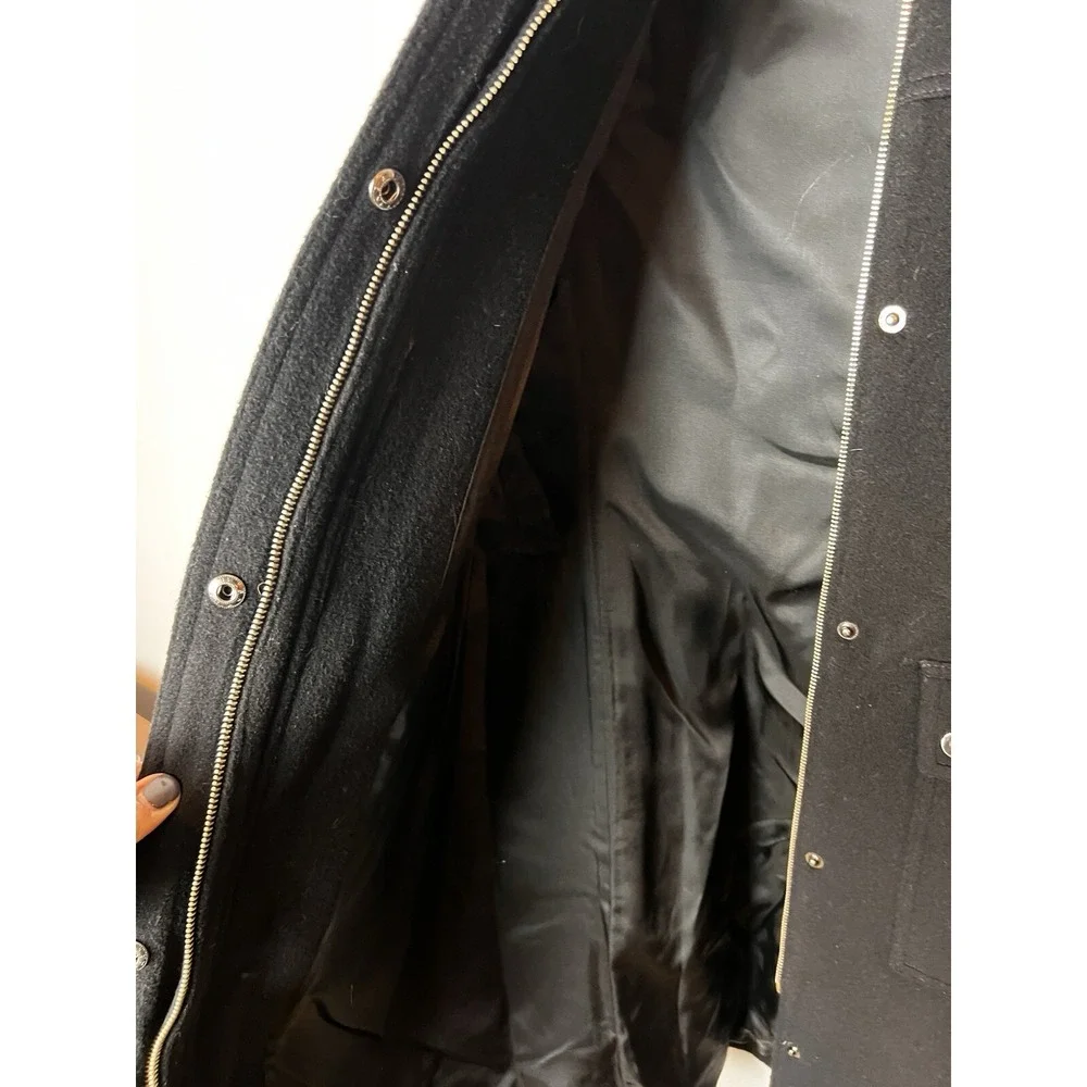 Talbots Coat‎ Women's 8 Black 100% Wool Italian Button Pea Coat Academia Preppy